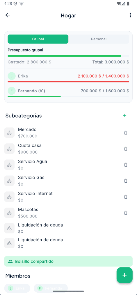 Bolsillo compartido en Splity